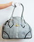 Frilly Snake Tote, &pound;140, Handbags, Grey, Leather, Front view